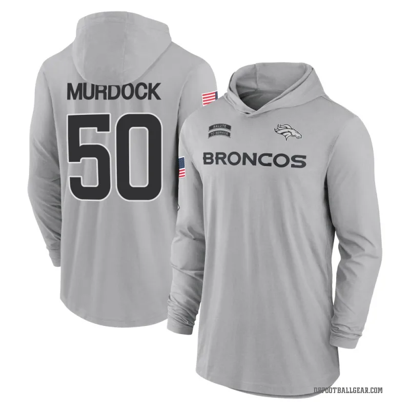 Red Murdock Men's Red Denver Broncos Gray 2024 Salute to Service Lightweight Performance Long Sleeve Hooded T-Shirt