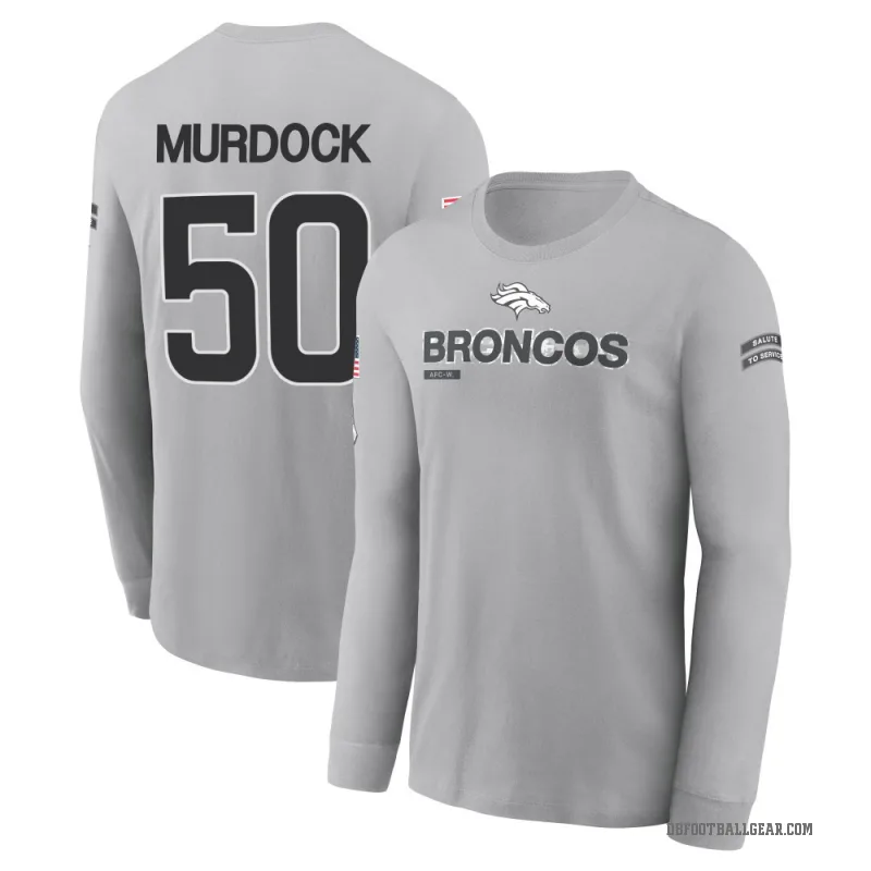 Red Murdock Youth Red Denver Broncos Gray 2024 Salute to Service Long Sleeve T-Shirt