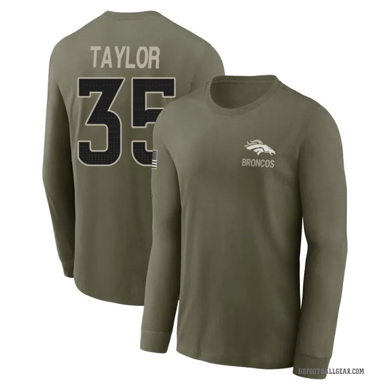 Reese Taylor Men's Olive Denver Broncos 2025 Salute to Service Sideline Long Sleeve T-Shirt