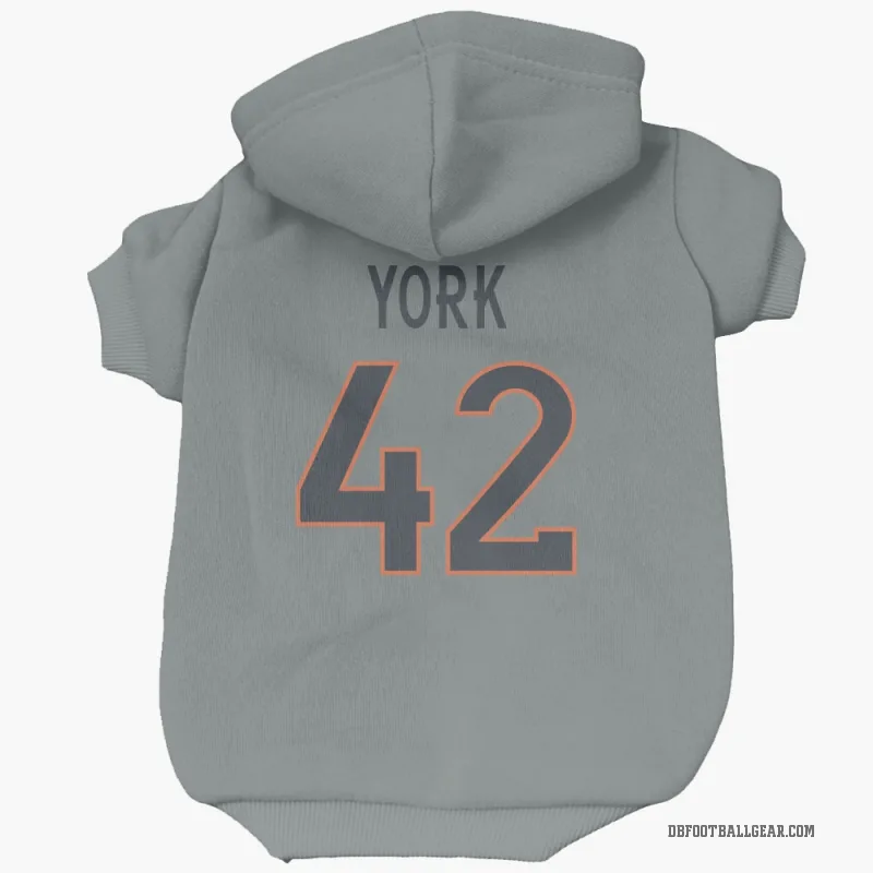 Taurean York  Gray Denver Broncos  Cat & Dog Pet Hoodie