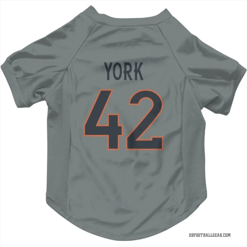 Taurean York  Gray Denver Broncos  Cat & Dog Pet Jersey