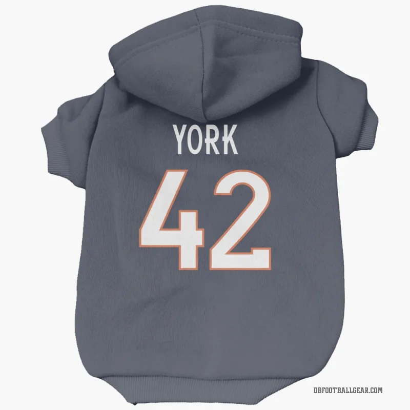Taurean York  Navy Denver Broncos  Cat & Dog Pet Hoodie