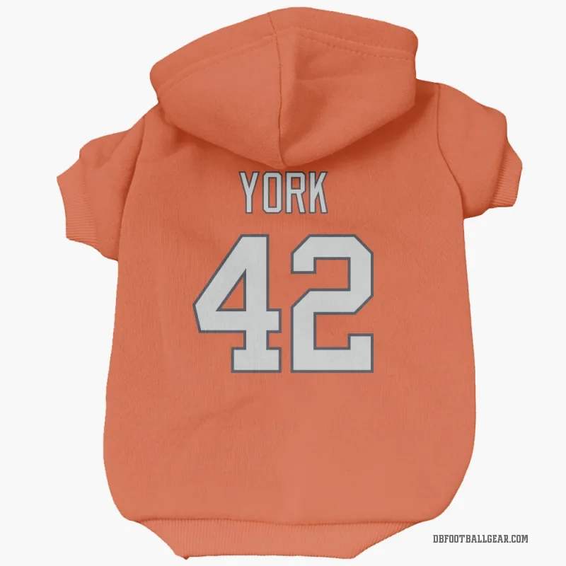 Taurean York  Orange Denver Broncos  Cat & Dog Pet Hoodie