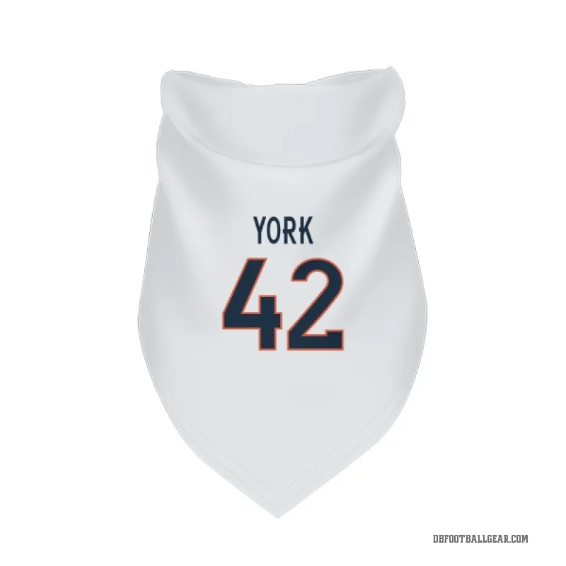Taurean York  White Denver Broncos  Cat & Dog Pet Bandana
