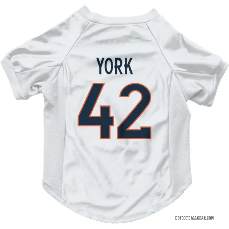 Taurean York  White Denver Broncos  Cat & Dog Pet Jersey