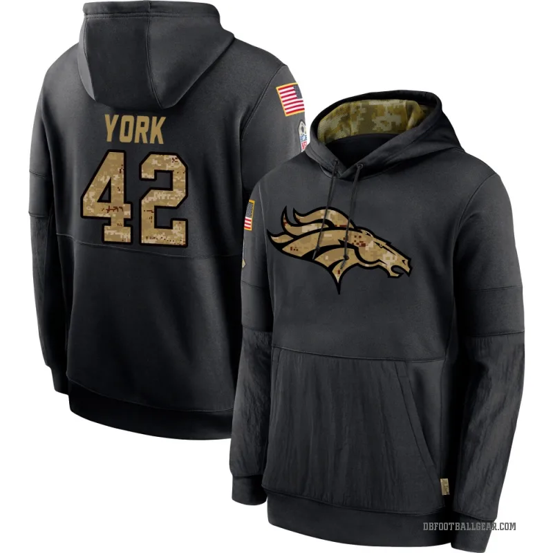 Taurean York Youth Black Denver Broncos 2020 Salute to Service Sideline Performance Pullover Hoodie