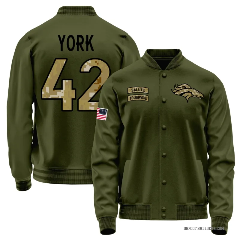 Taurean York Youth Olive Denver Broncos Salute to Service Sideline Performance Jacket