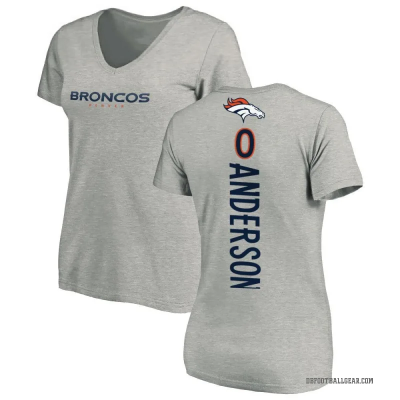 Tycen Anderson Women's Ash Denver Broncos Backer V-Neck T-Shirt -