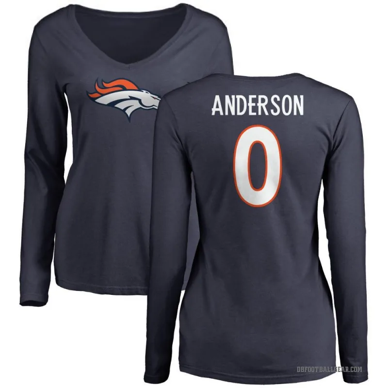 Tycen Anderson Women's Navy Denver Broncos Logo Slim Fit Long Sleeve T-Shirt -