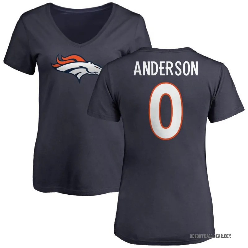 Tycen Anderson Women's Navy Denver Broncos Logo Slim Fit T-Shirt -