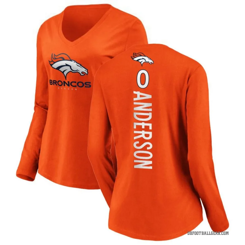 Tycen Anderson Women's Orange Denver Broncos Backer Slim Fit Long Sleeve T-Shirt -