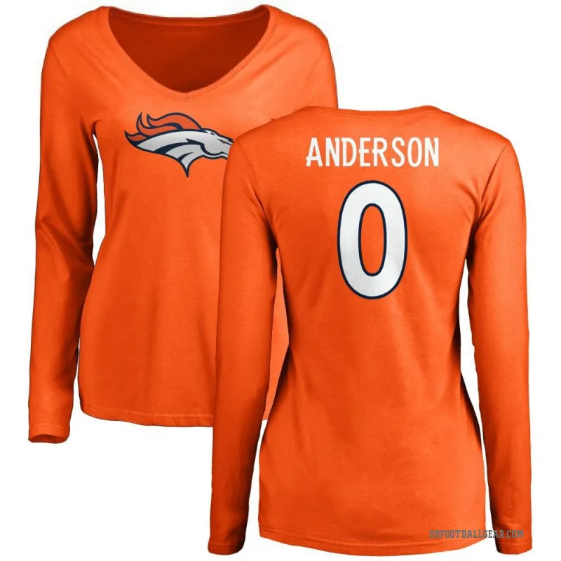 Tycen Anderson Women's Orange Denver Broncos Logo Slim Fit Long Sleeve T-Shirt -