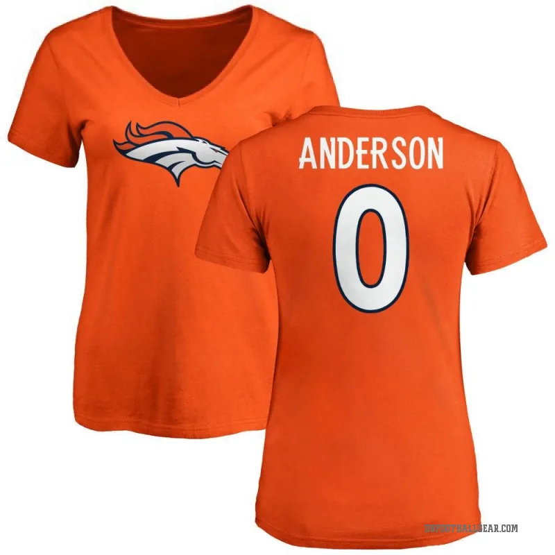 Tycen Anderson Women's Orange Denver Broncos Logo Slim Fit T-Shirt -
